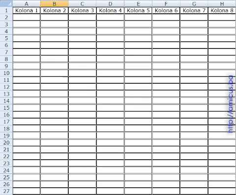 Excel označavanje vrsta i kolona