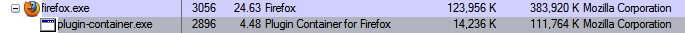 Firefox plugin-container.exe proces