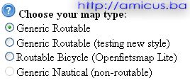 Generic routable - izbor opcije generisanja karte